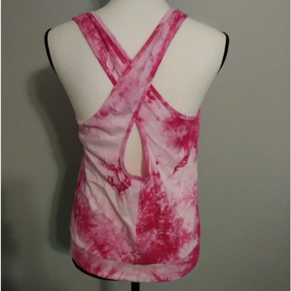 Honey & Sparkle Pink Love Tie Dye Crossback NWT Cotton Tank Top Size Medium - Picture 4 of 6